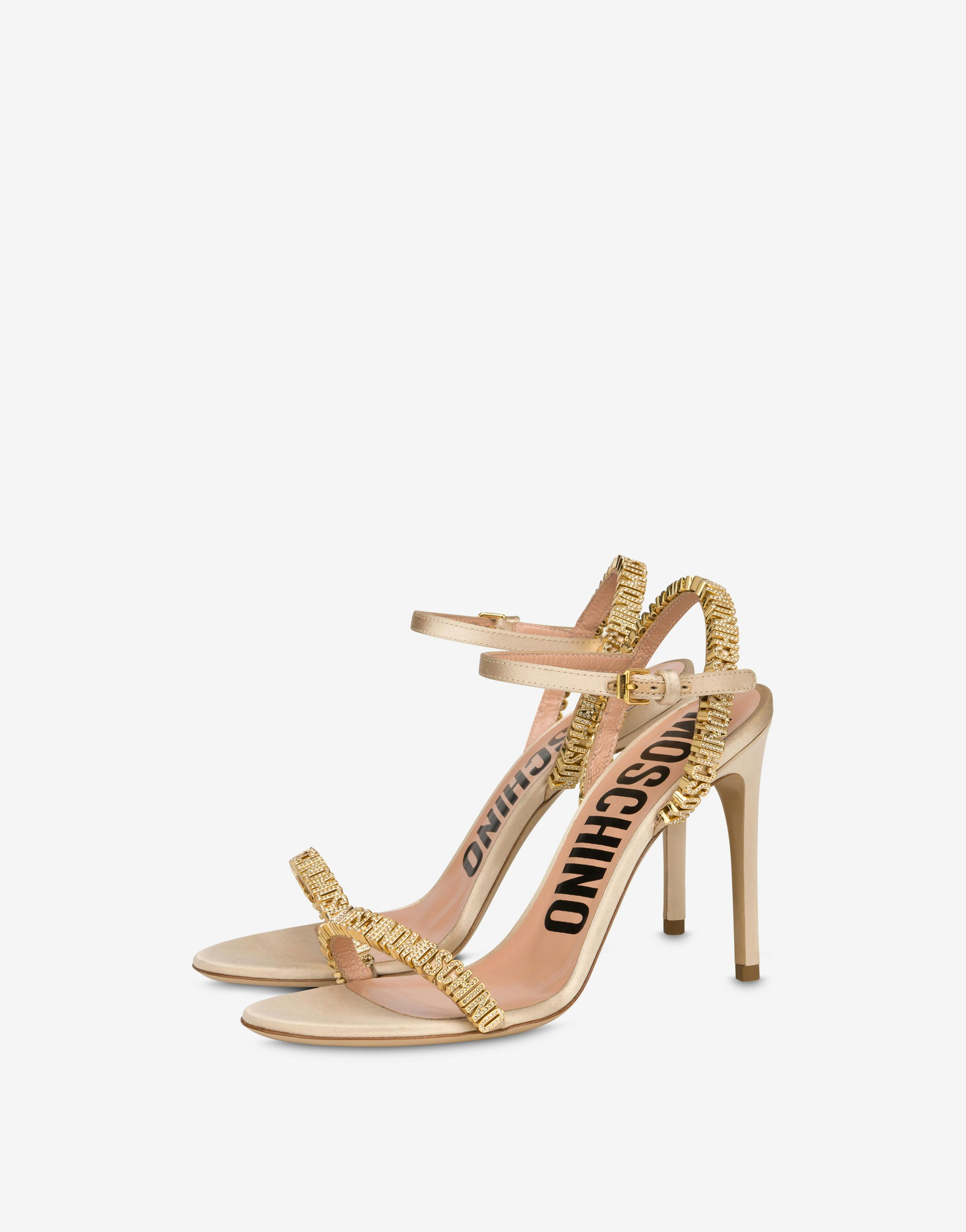 Mini Lettering Satin High-heeled Sandals