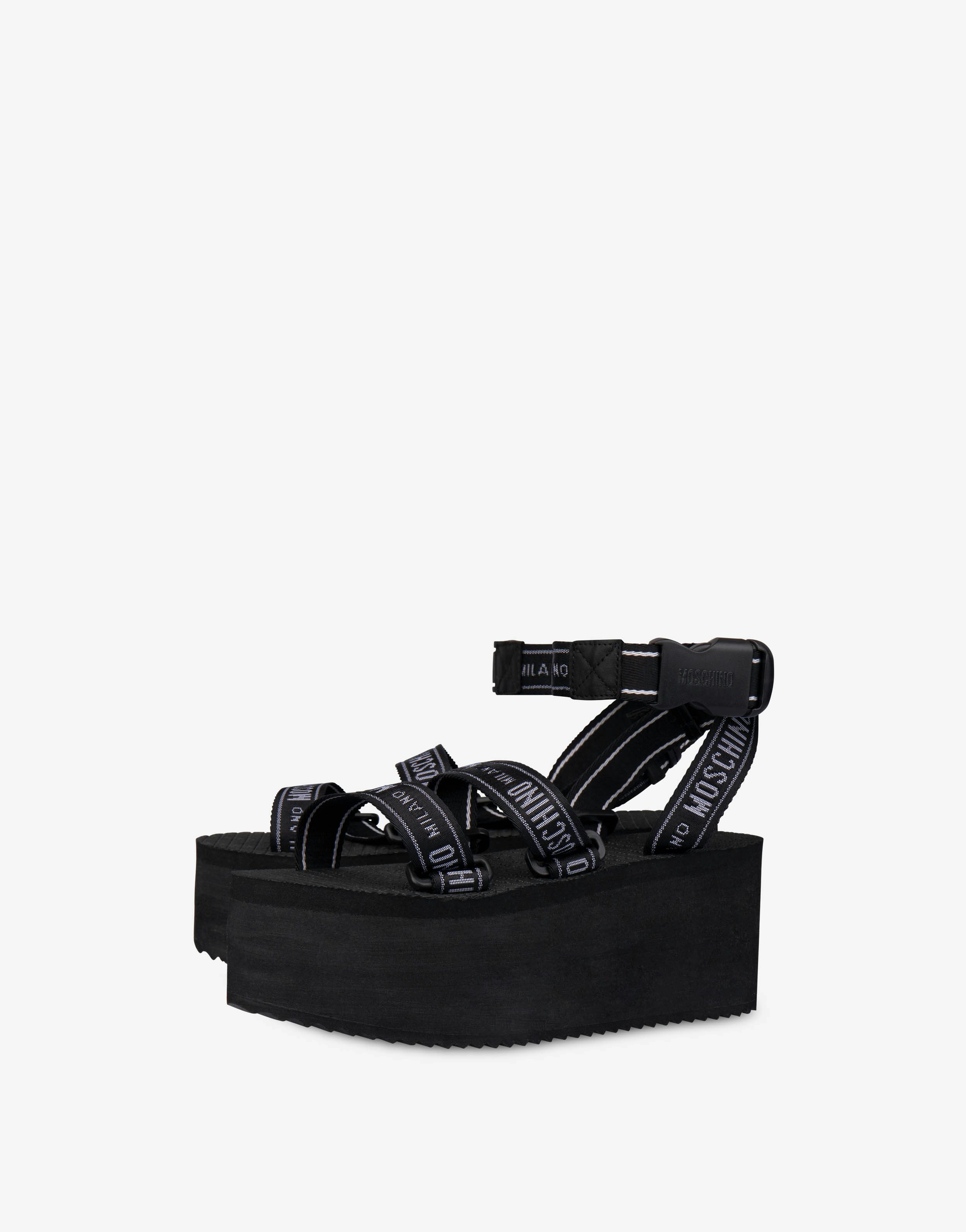 Logo Tape Wedge Sandals