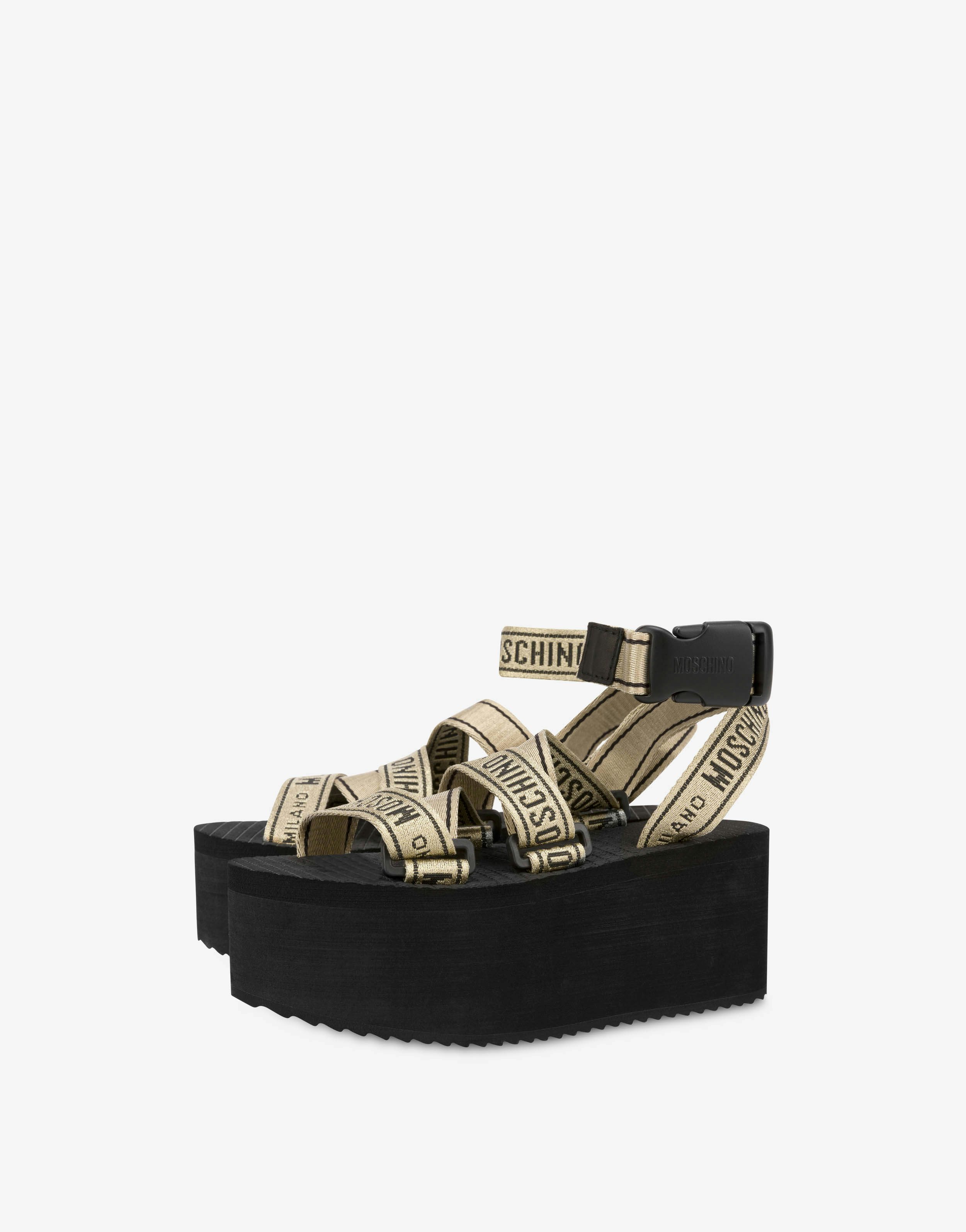 Logo Tape Wedge Sandals