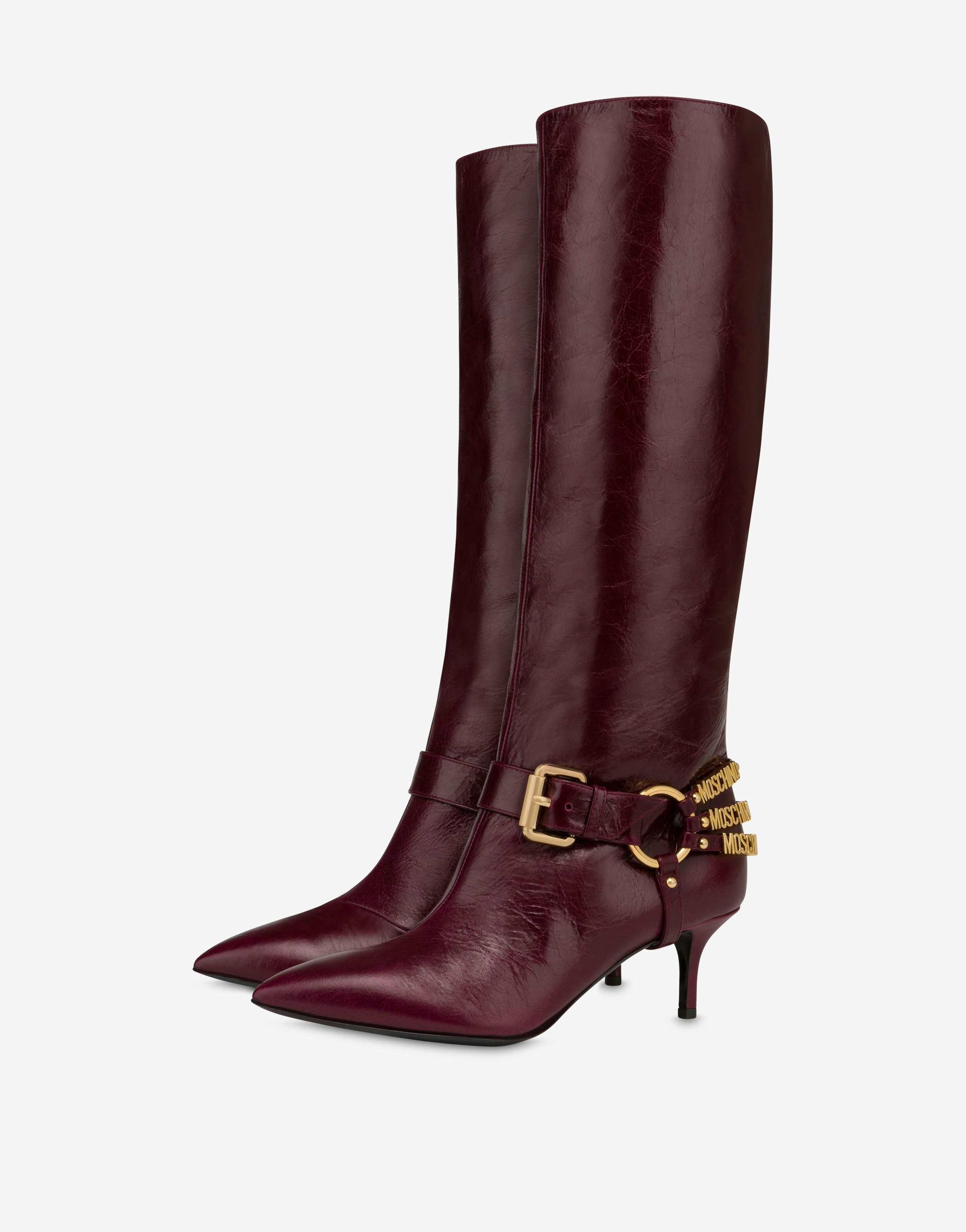 Mini Lettering Shiny Calfskin Boots