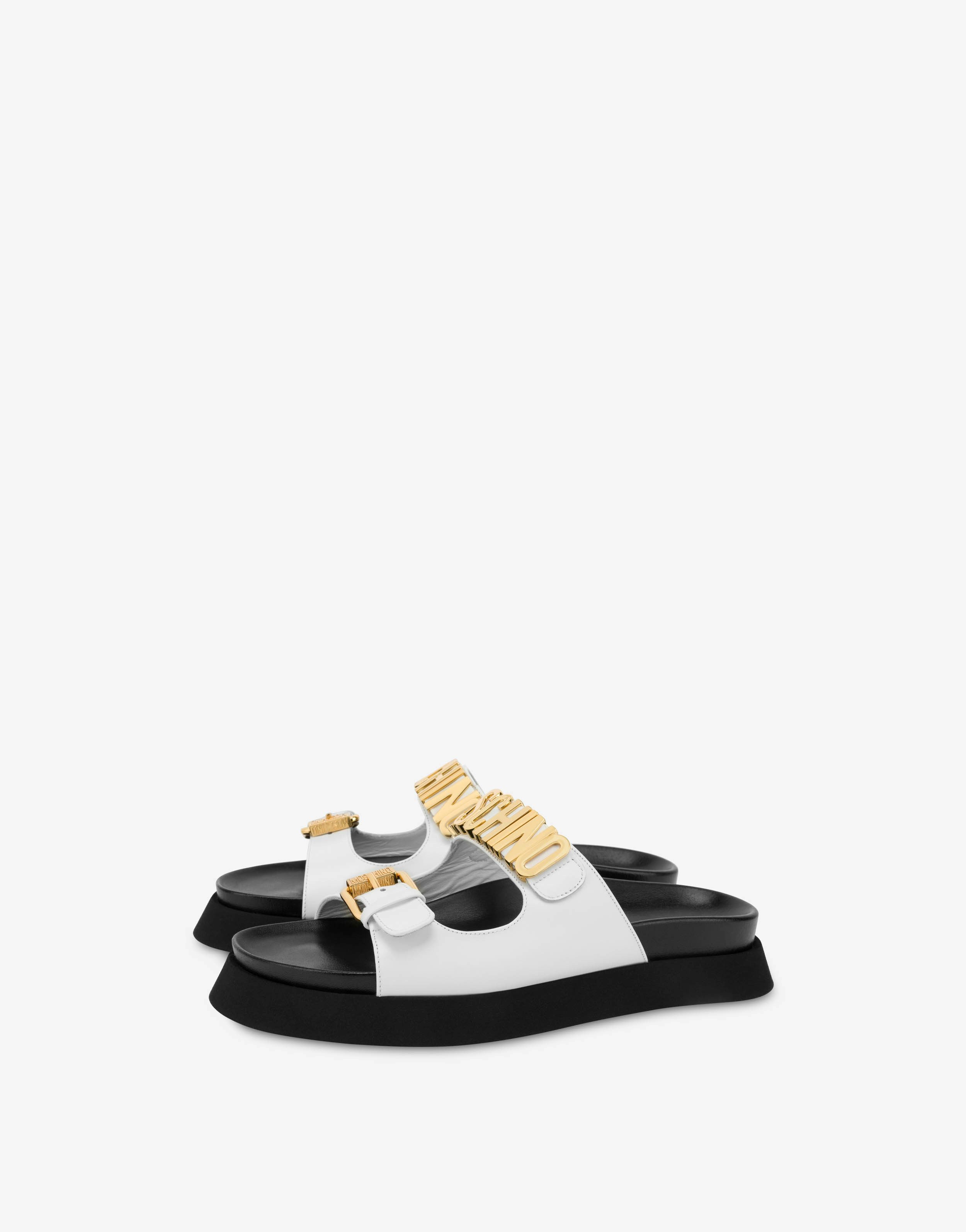 Lettering Logo Calfskin Sandals