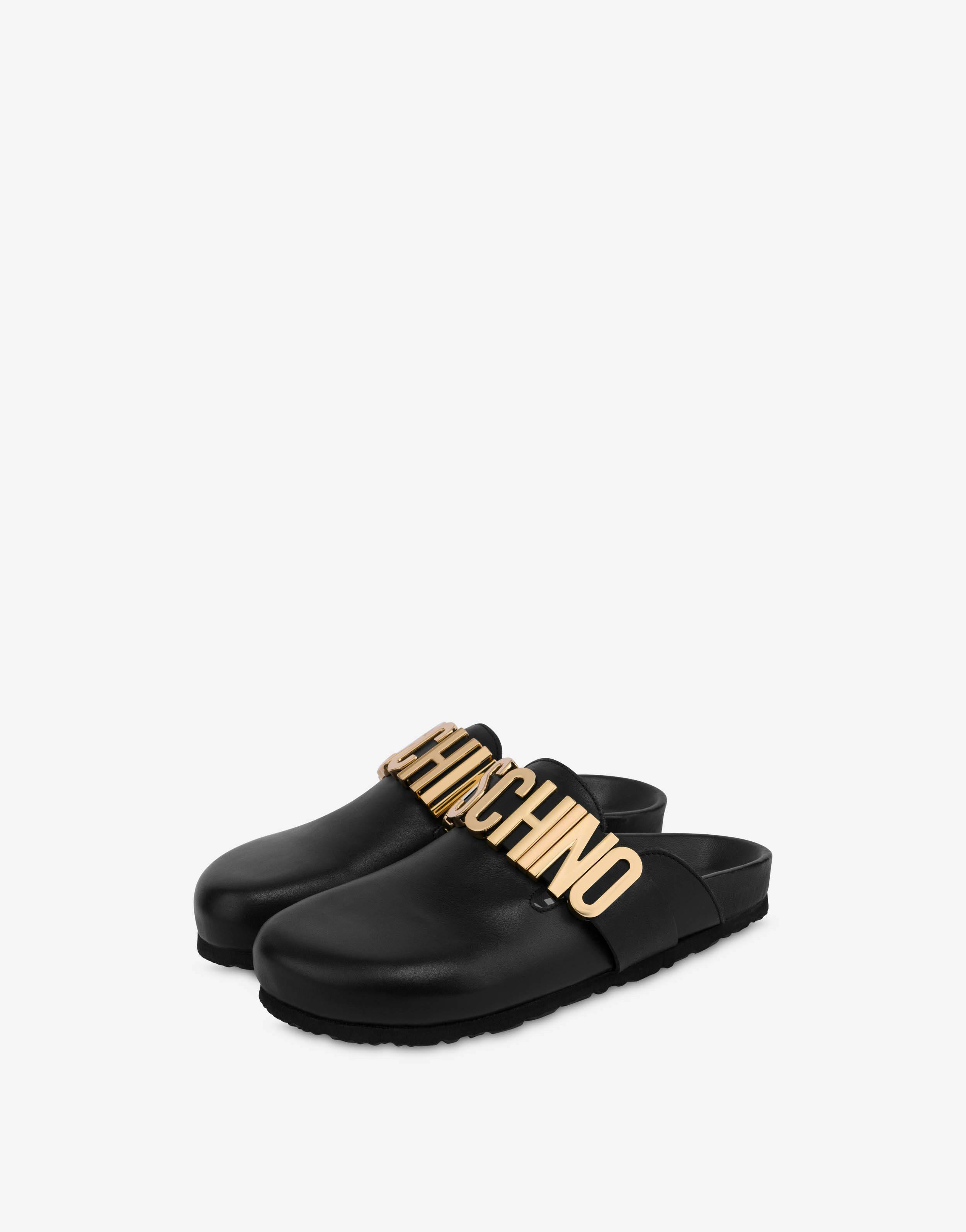 Lettering Logo Calfskin Sabot