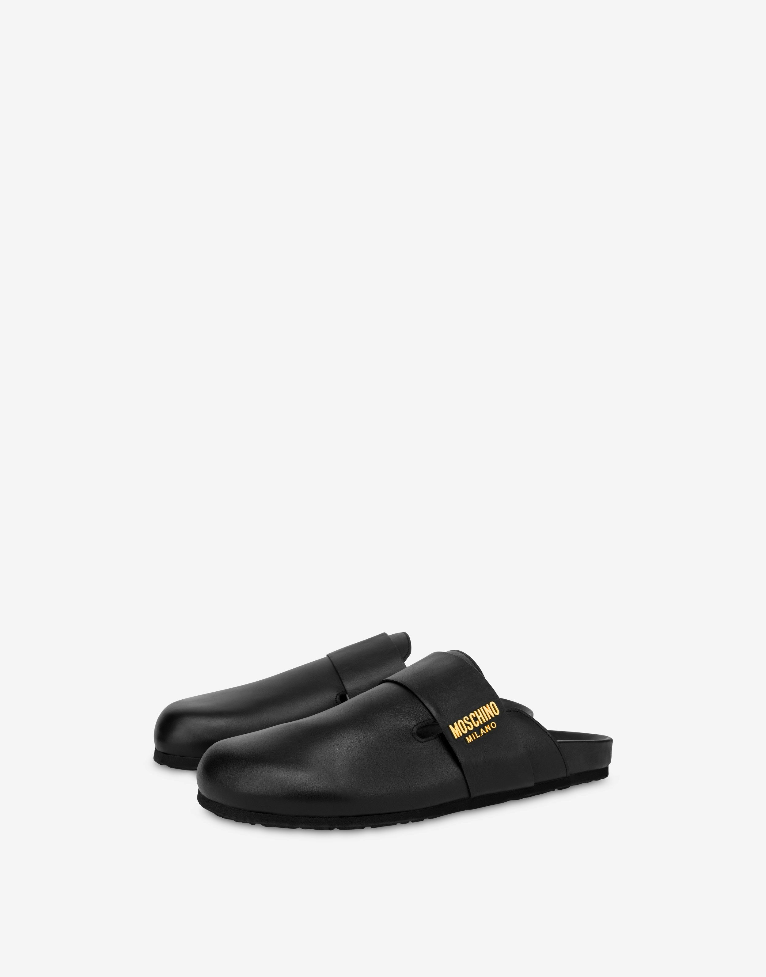 Calfskin Metal Logo Mules
