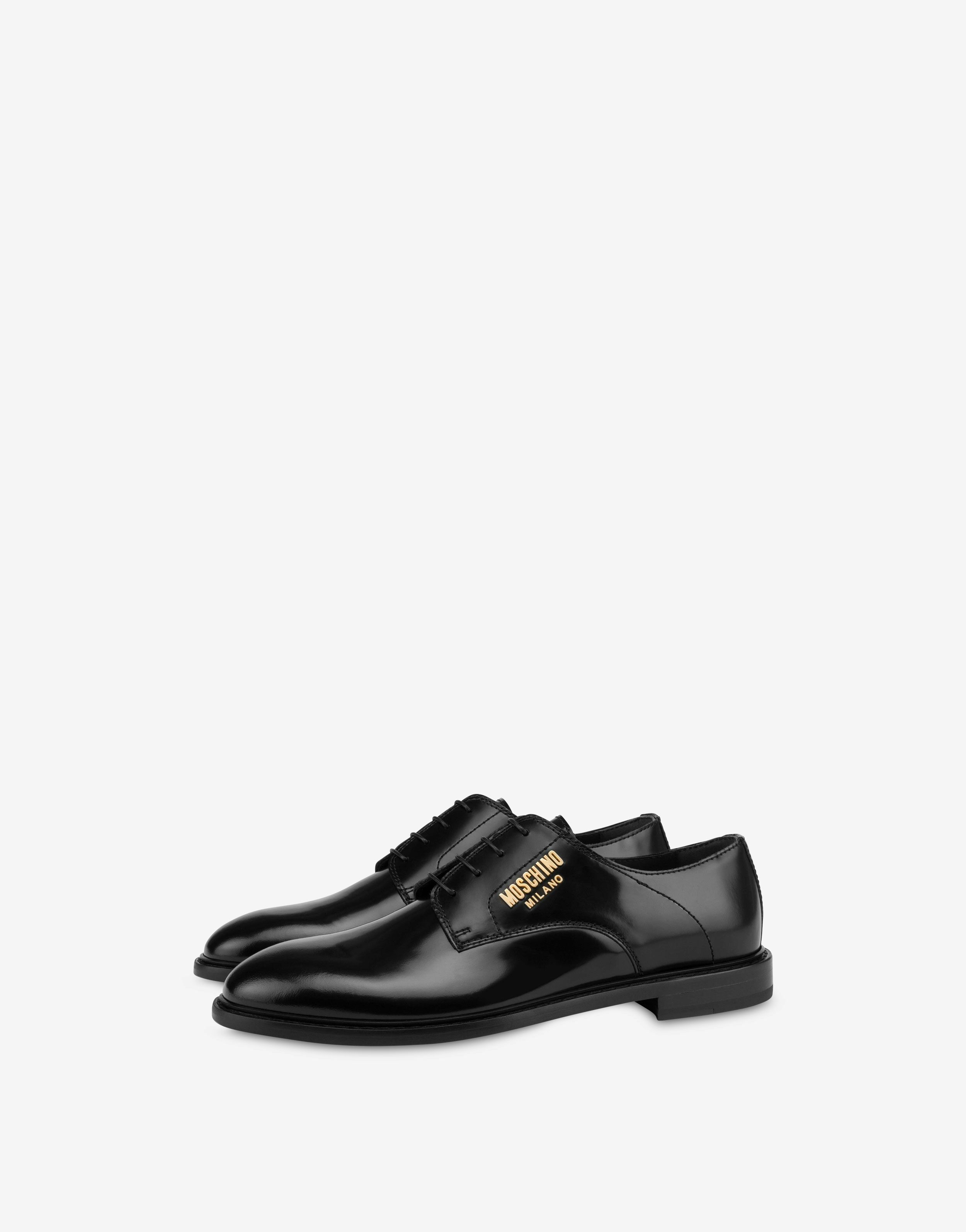 Metal Logo Calfskin Derby Shoes