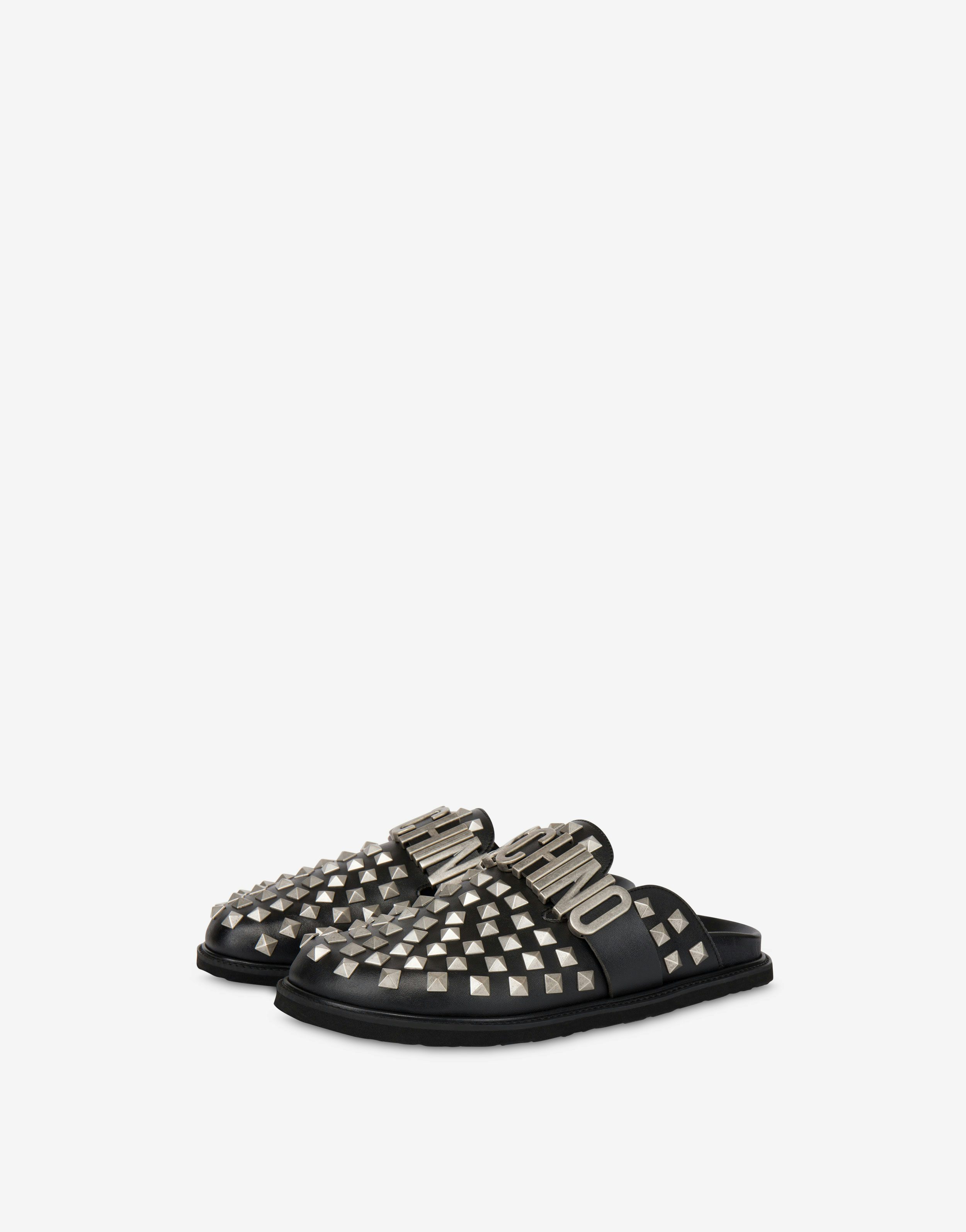 Maxi Lettering Mules With Studs