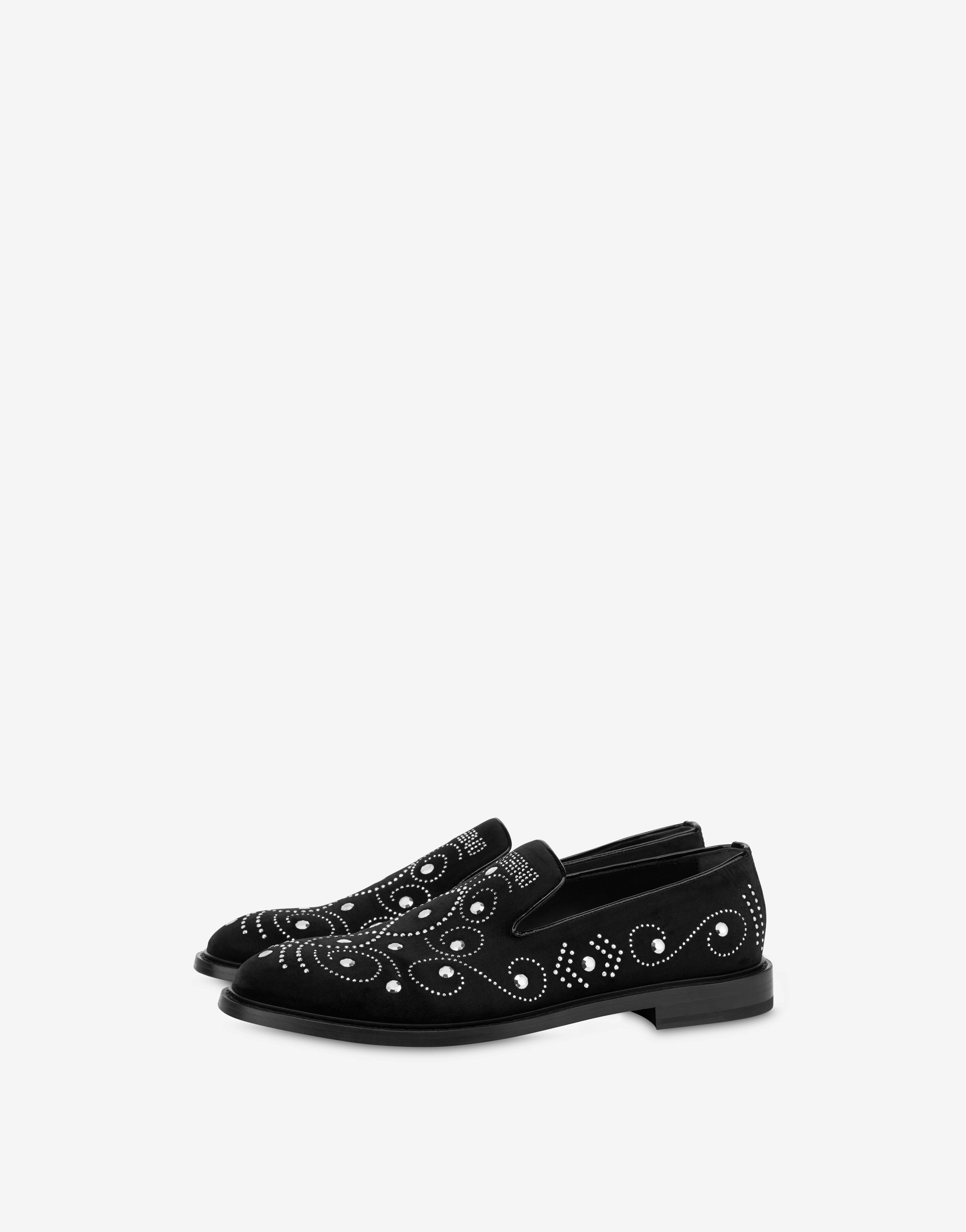 Shiny Studs Velvet Loafers