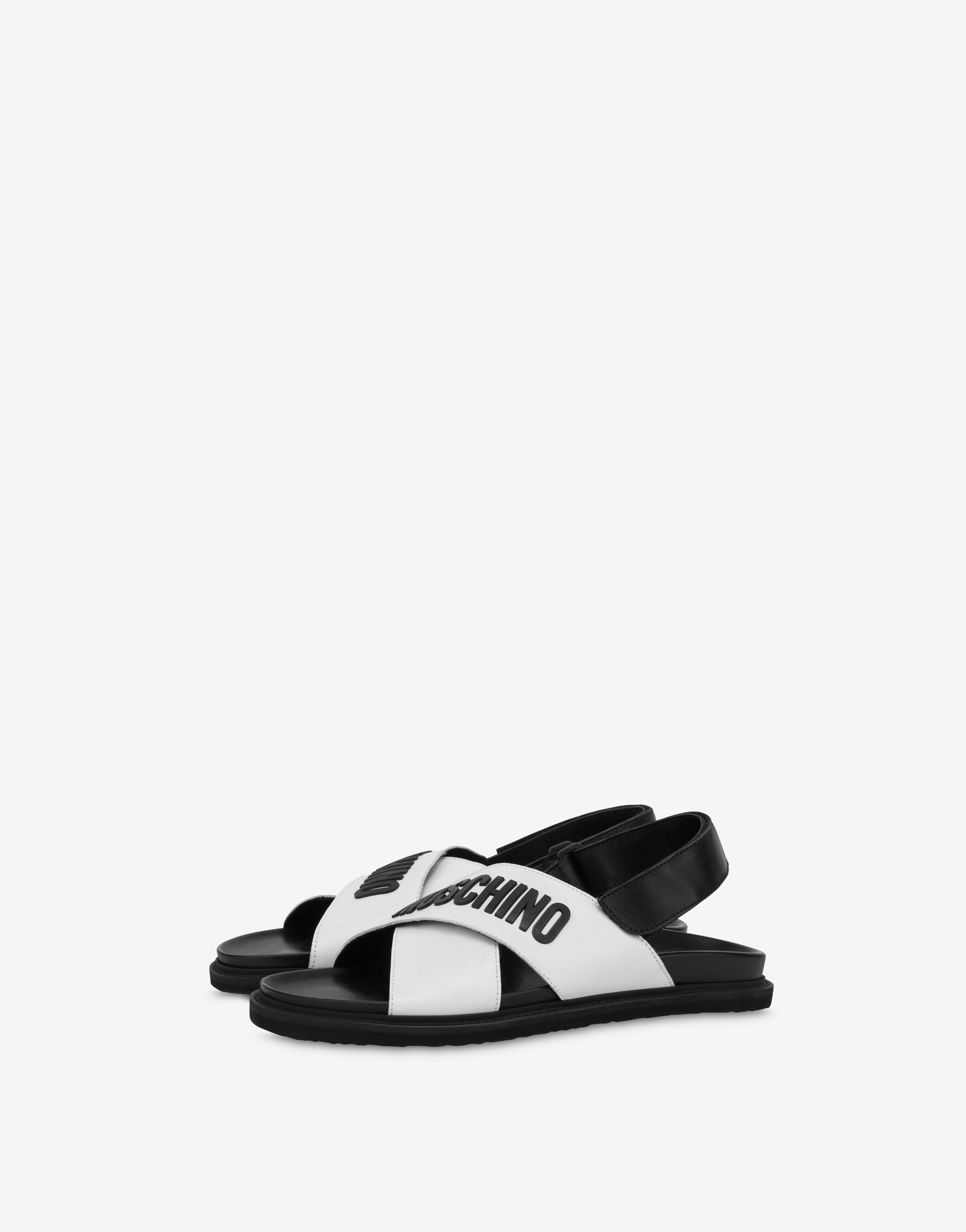 Rubber Logo Calfskin Sandals