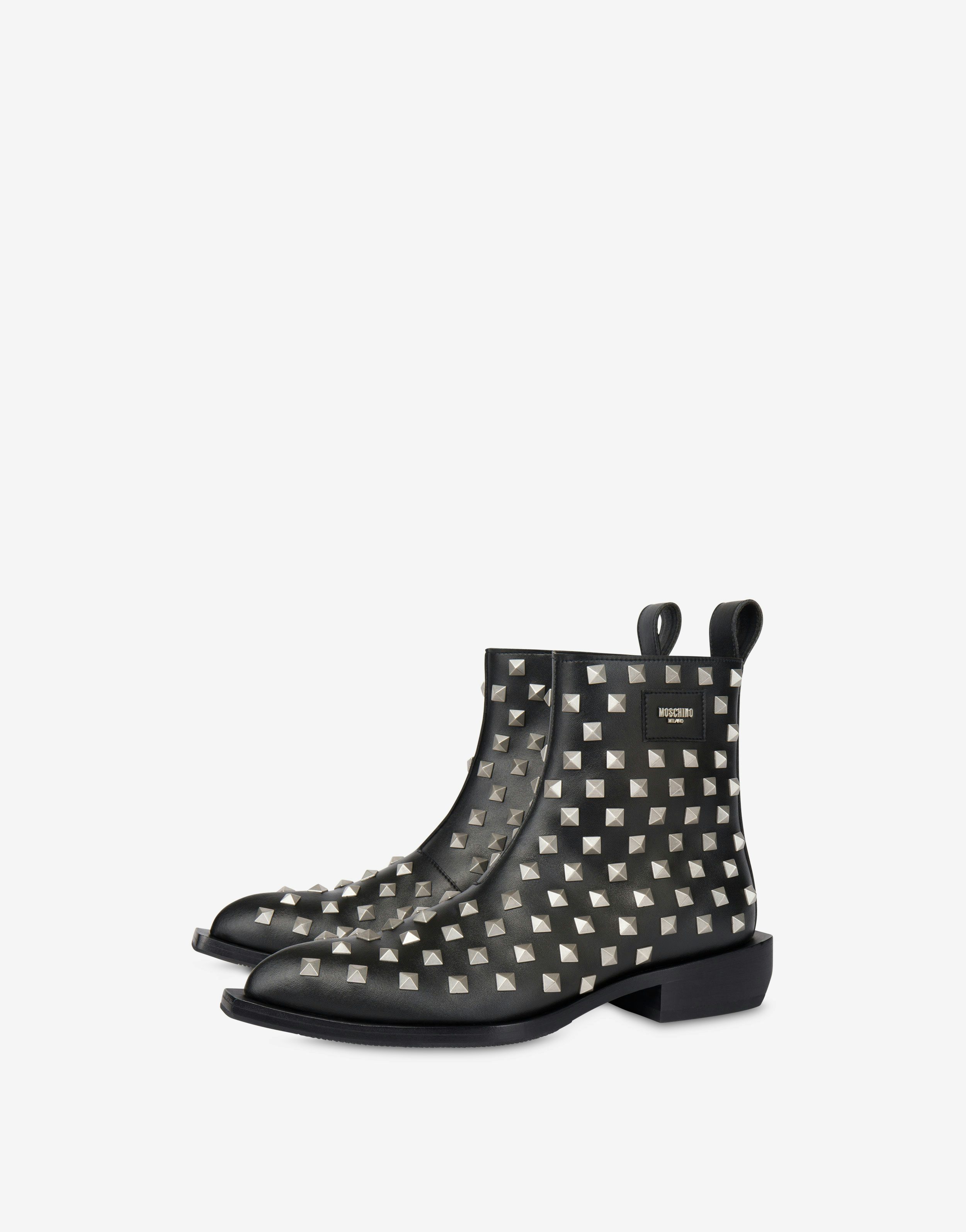 Moschino Plate Studded Camperos Ankle Boots