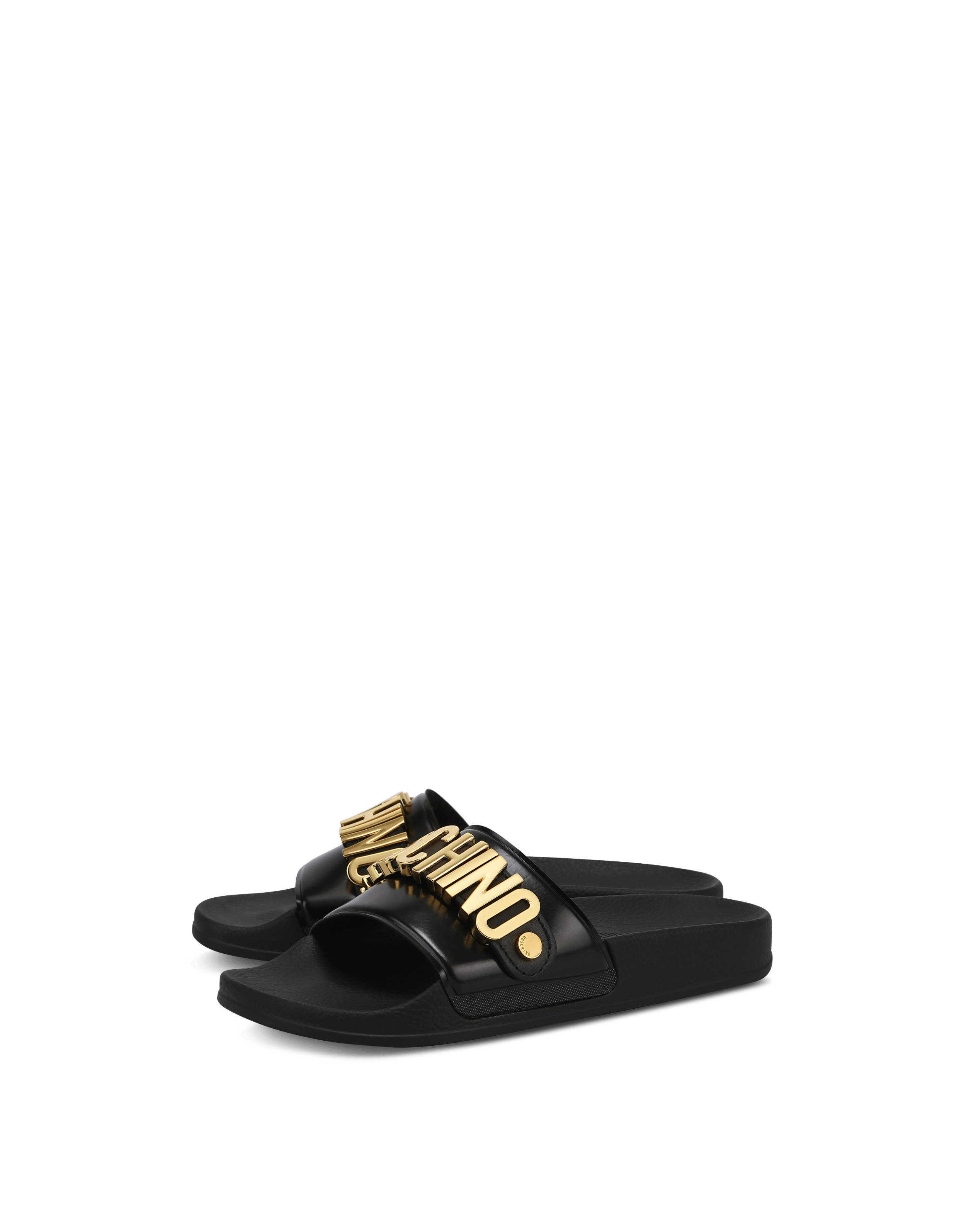 moschino logo pool slides