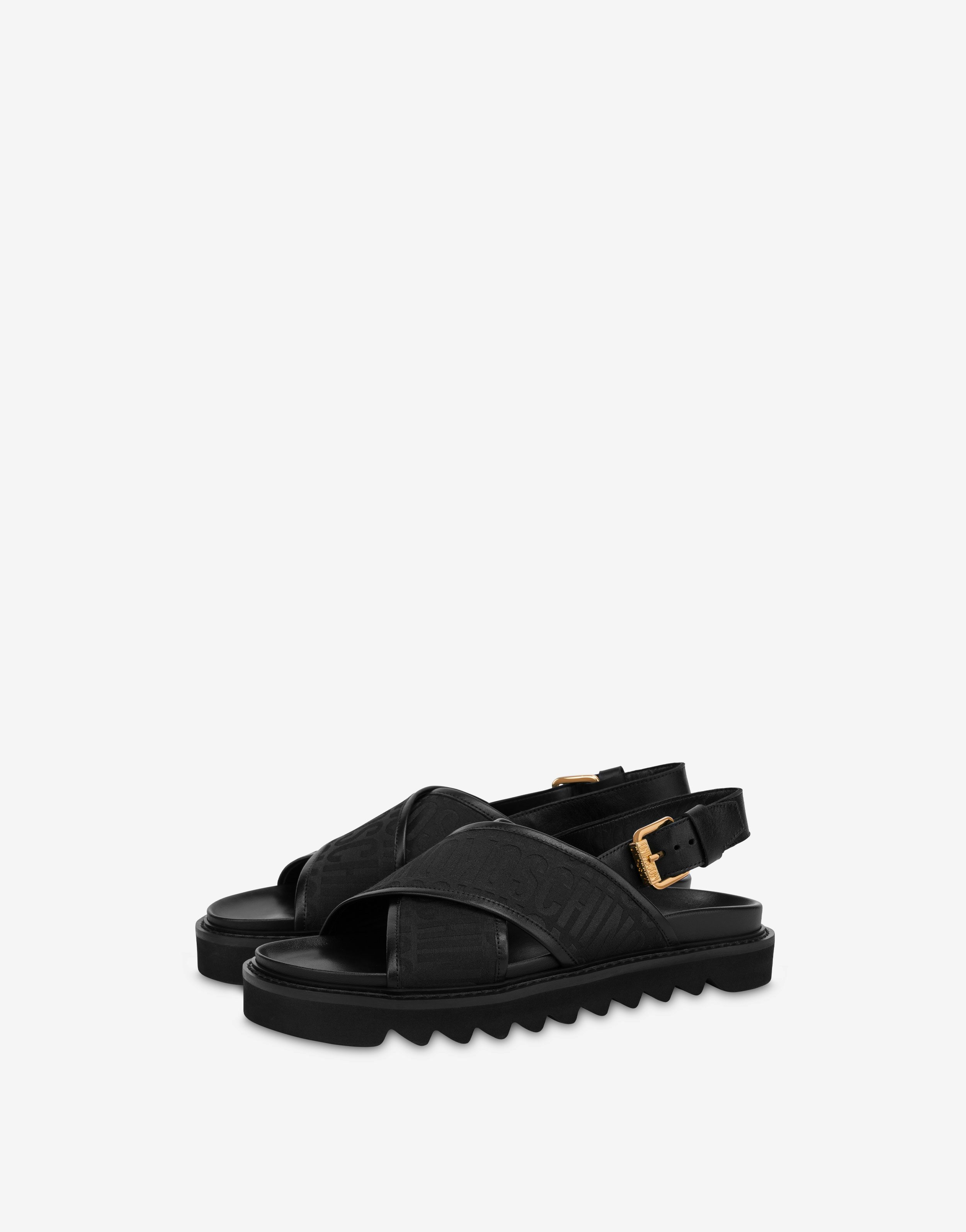 All-over Logo Nylon Criss-cross Sandals