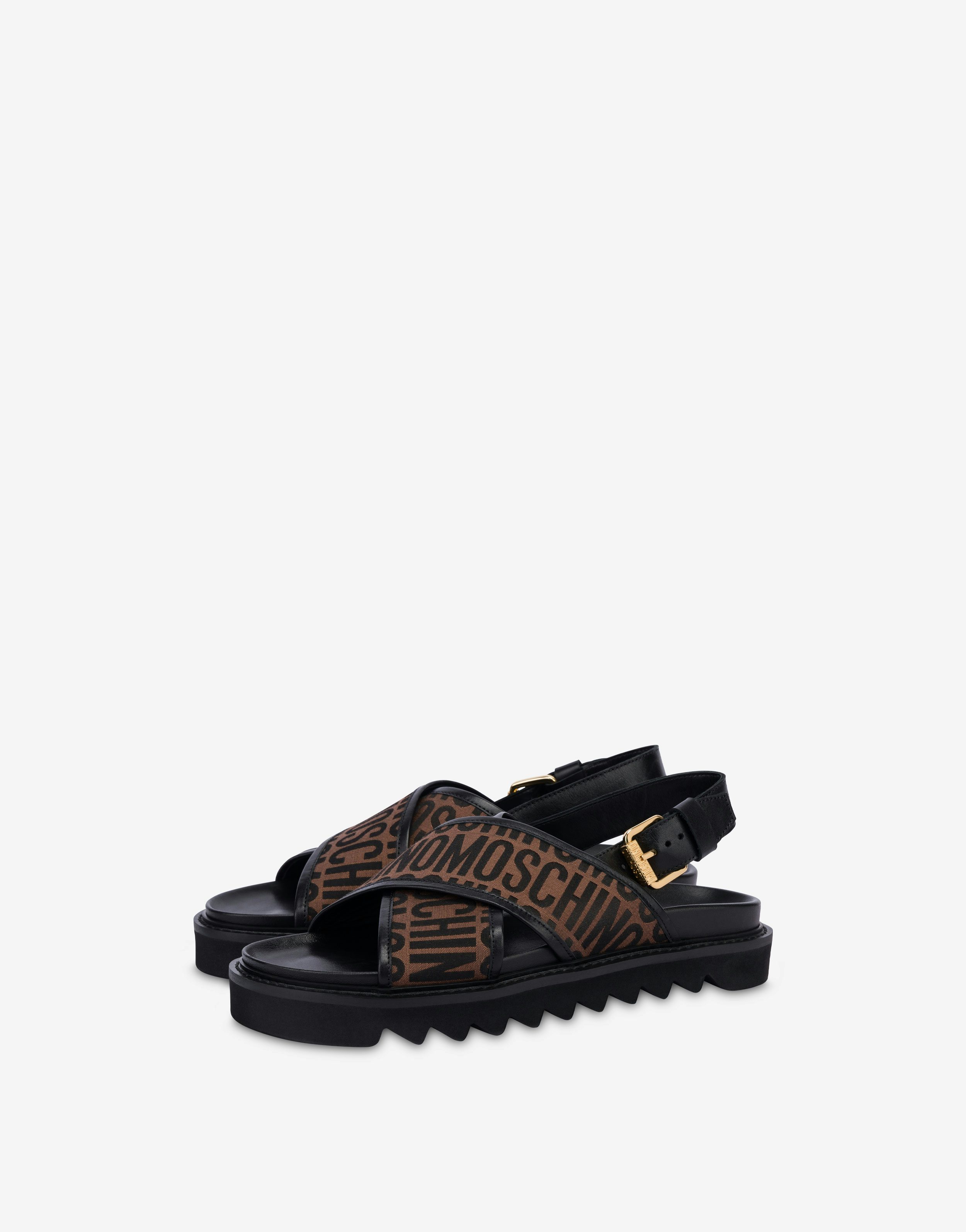 All-over Logo Nylon Criss-cross Sandals