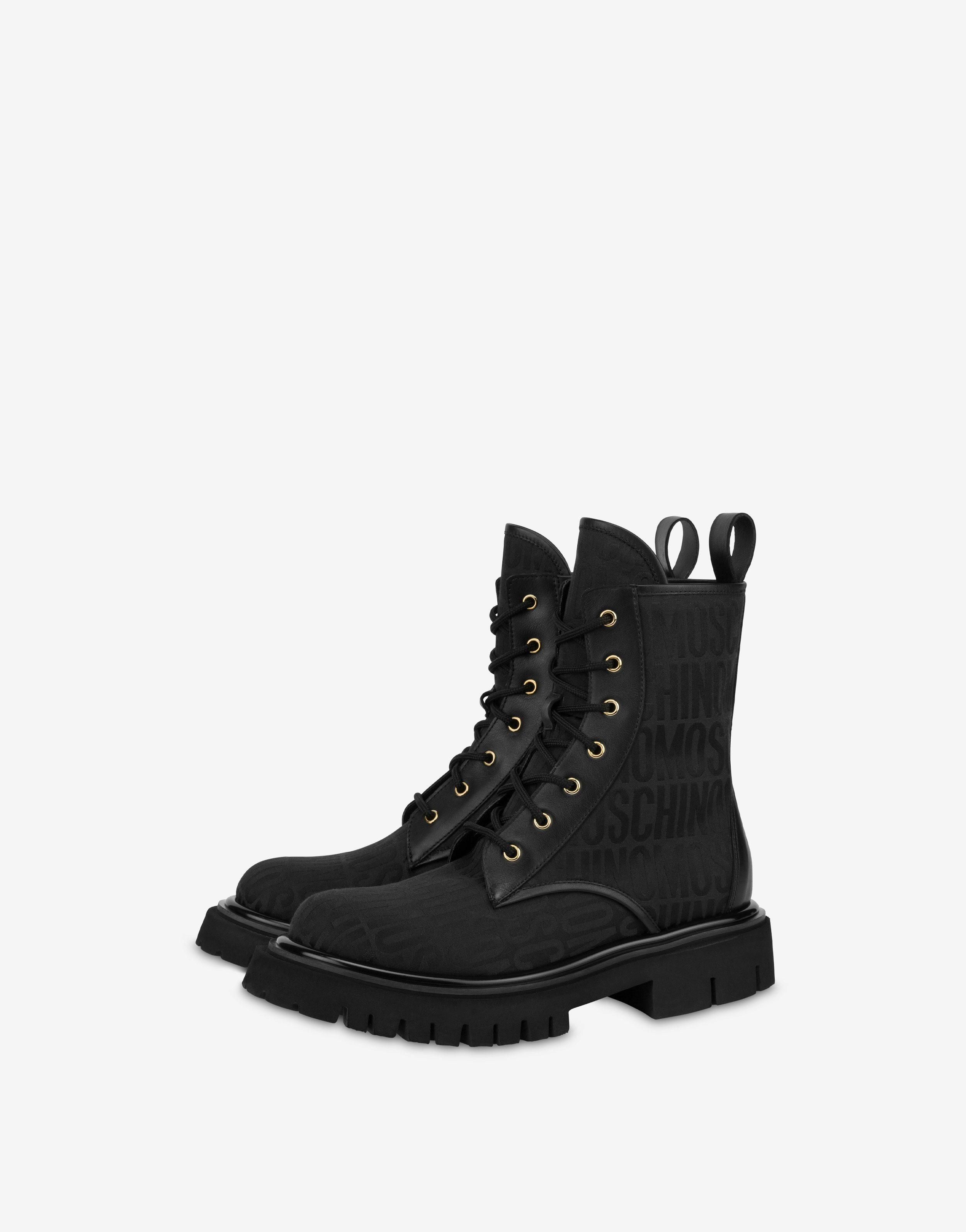 All-over Logo Nylon Combat Boots