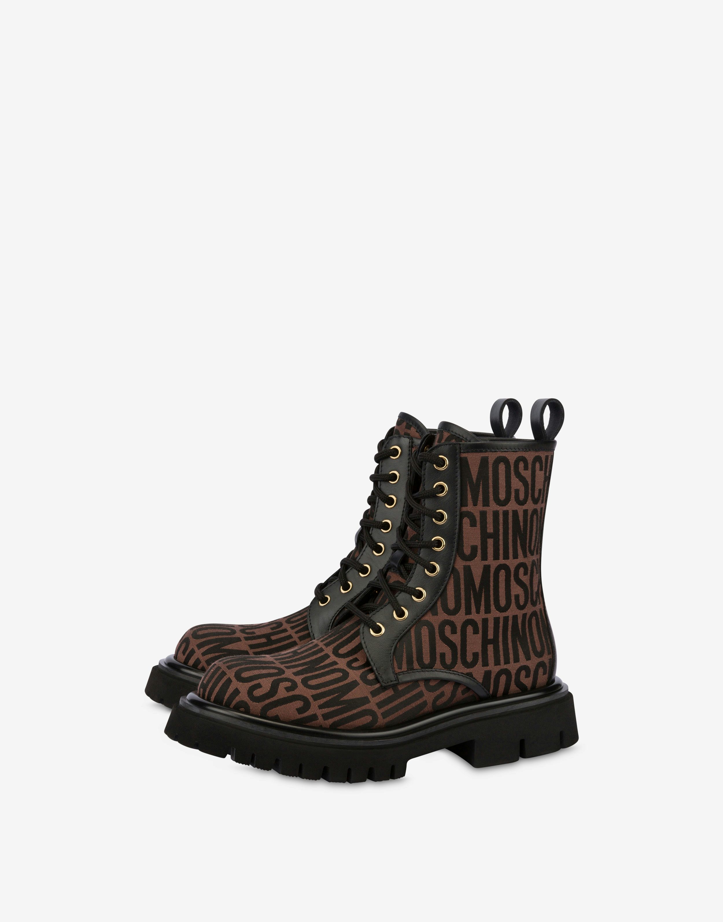 All-over Logo Nylon Combat Boots