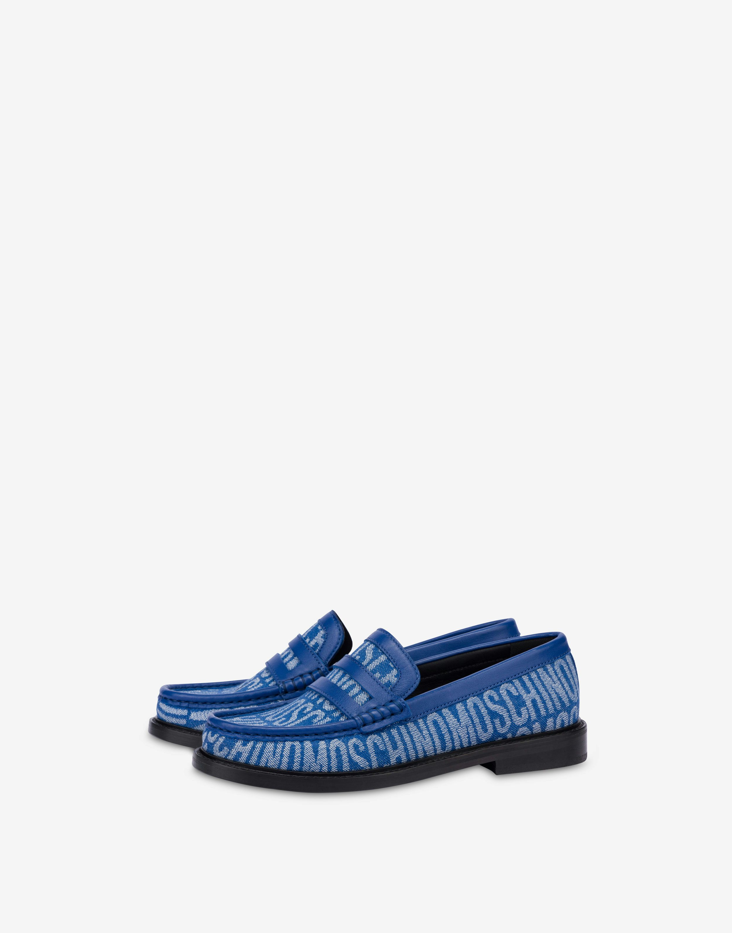 All-over Logo Denim Moccasins