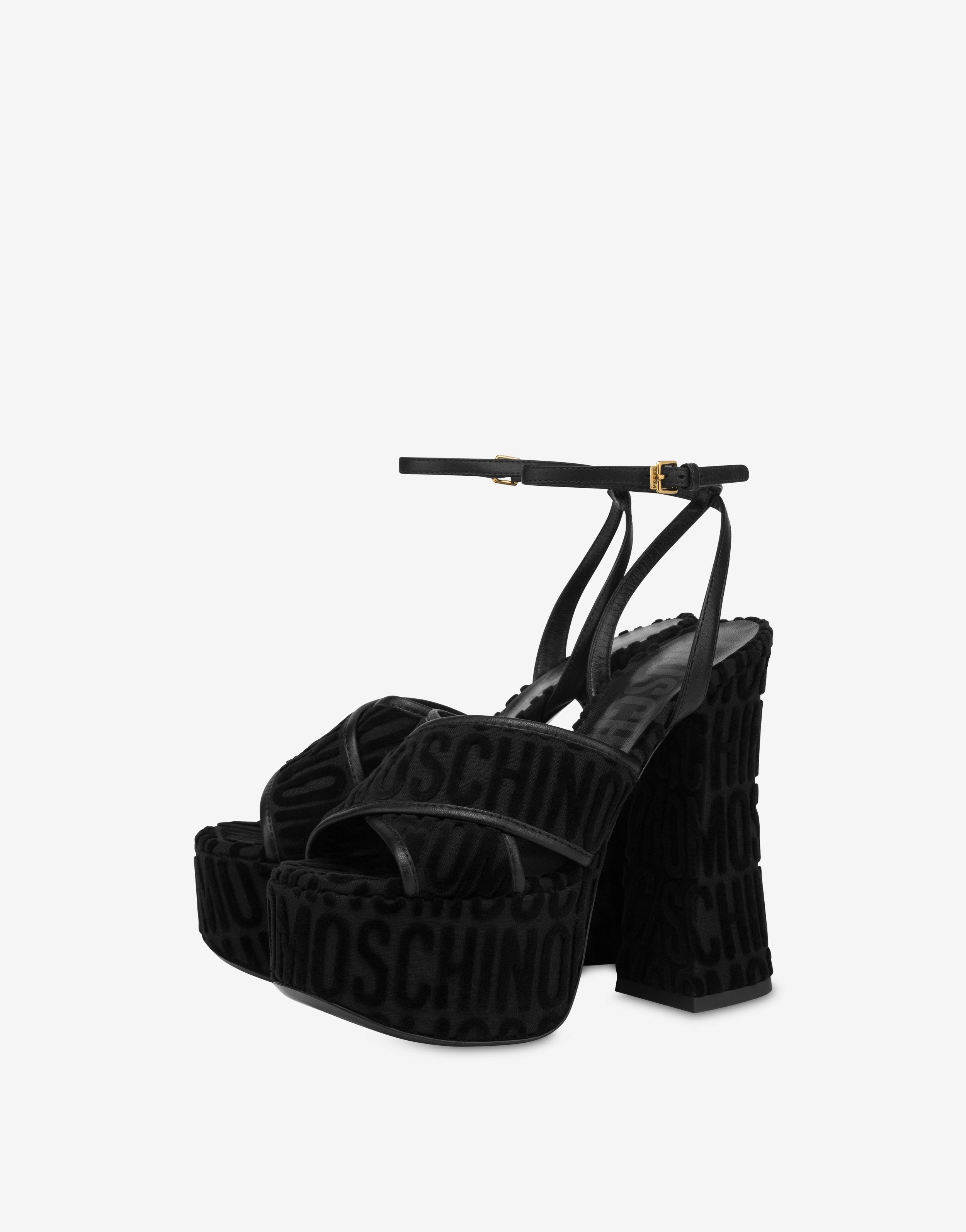 Allover Logo High-heeled Platform Sandals