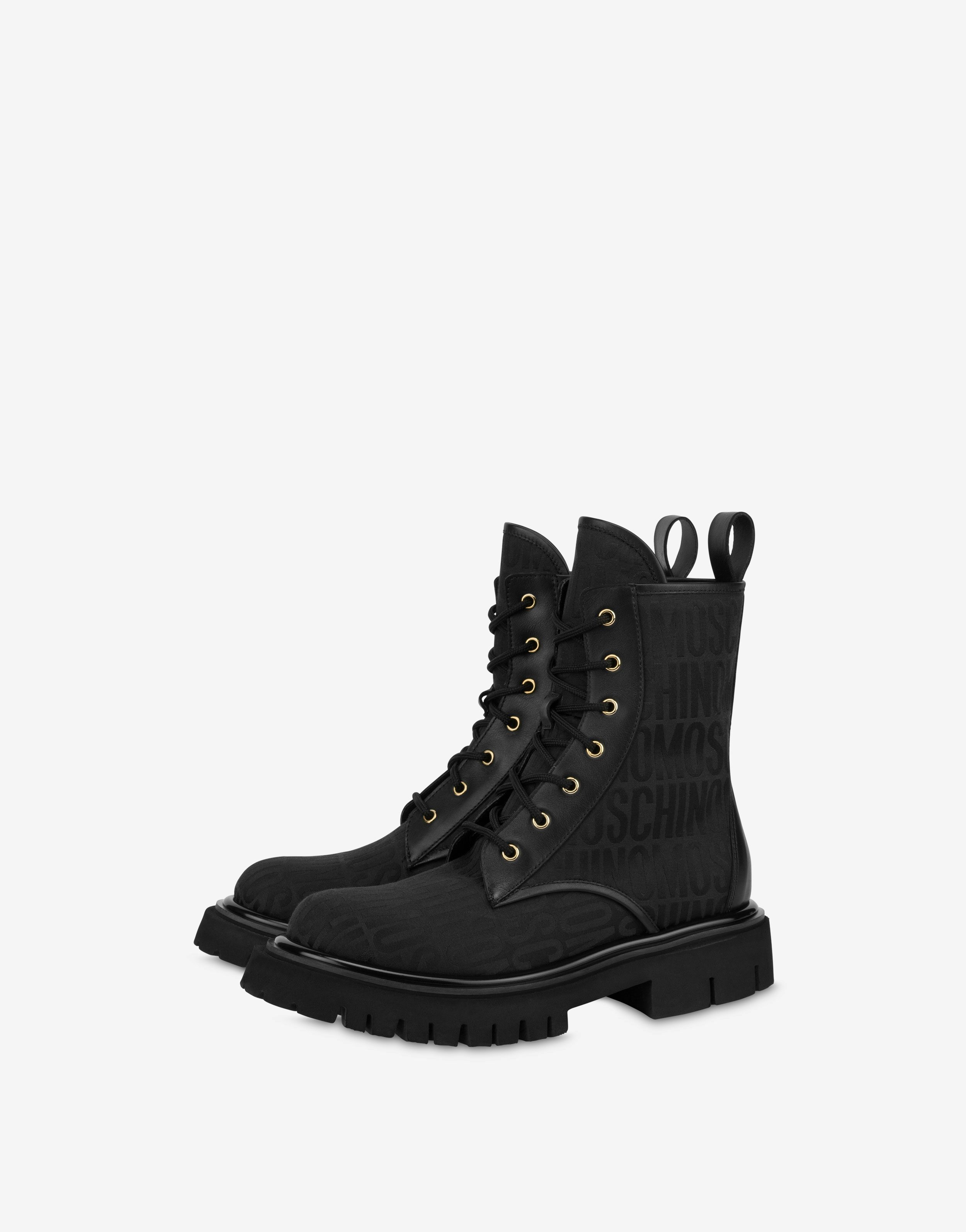 All-over Logo Nylon Combat Boots