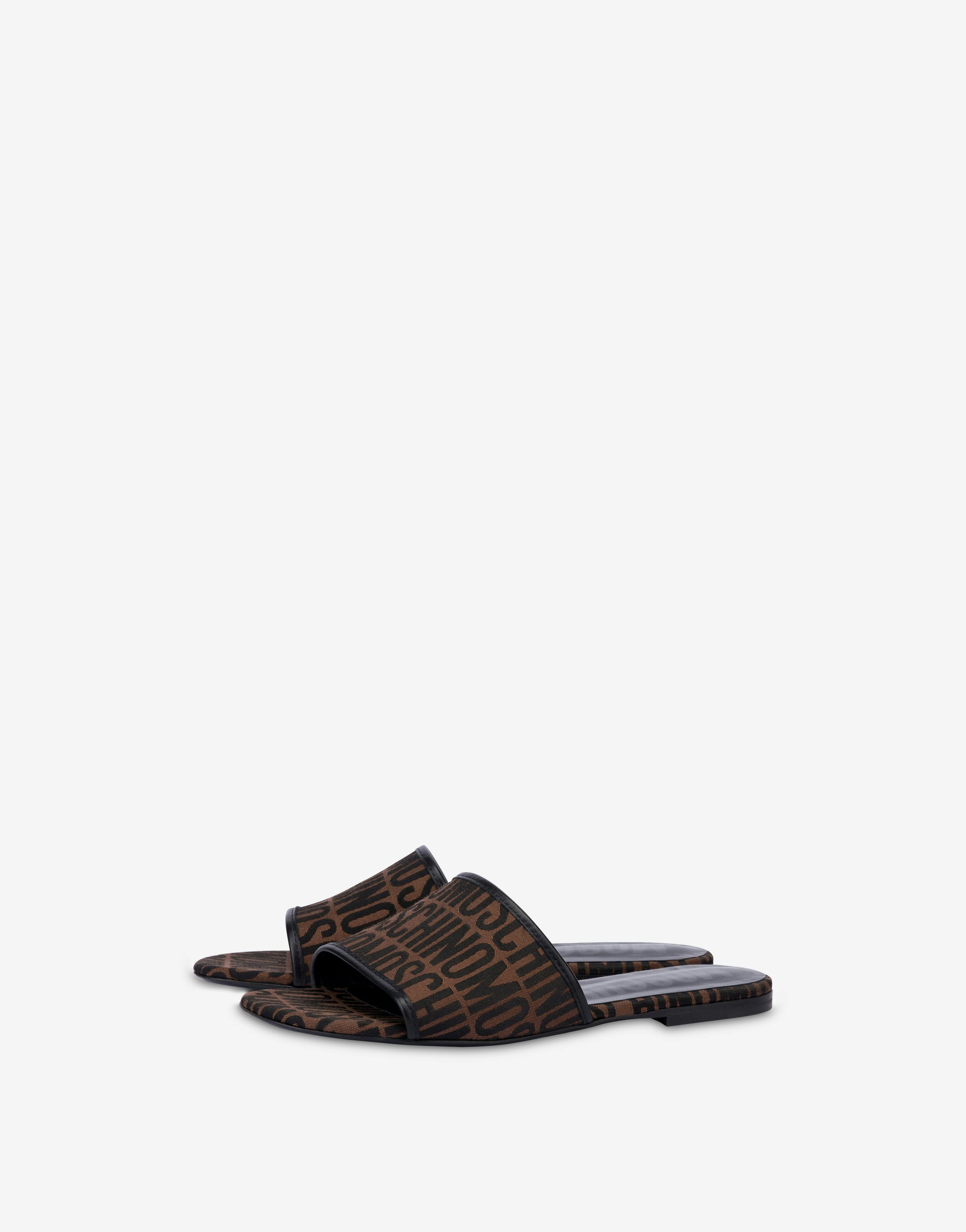 All-over Logo Nylon Flat Sandals