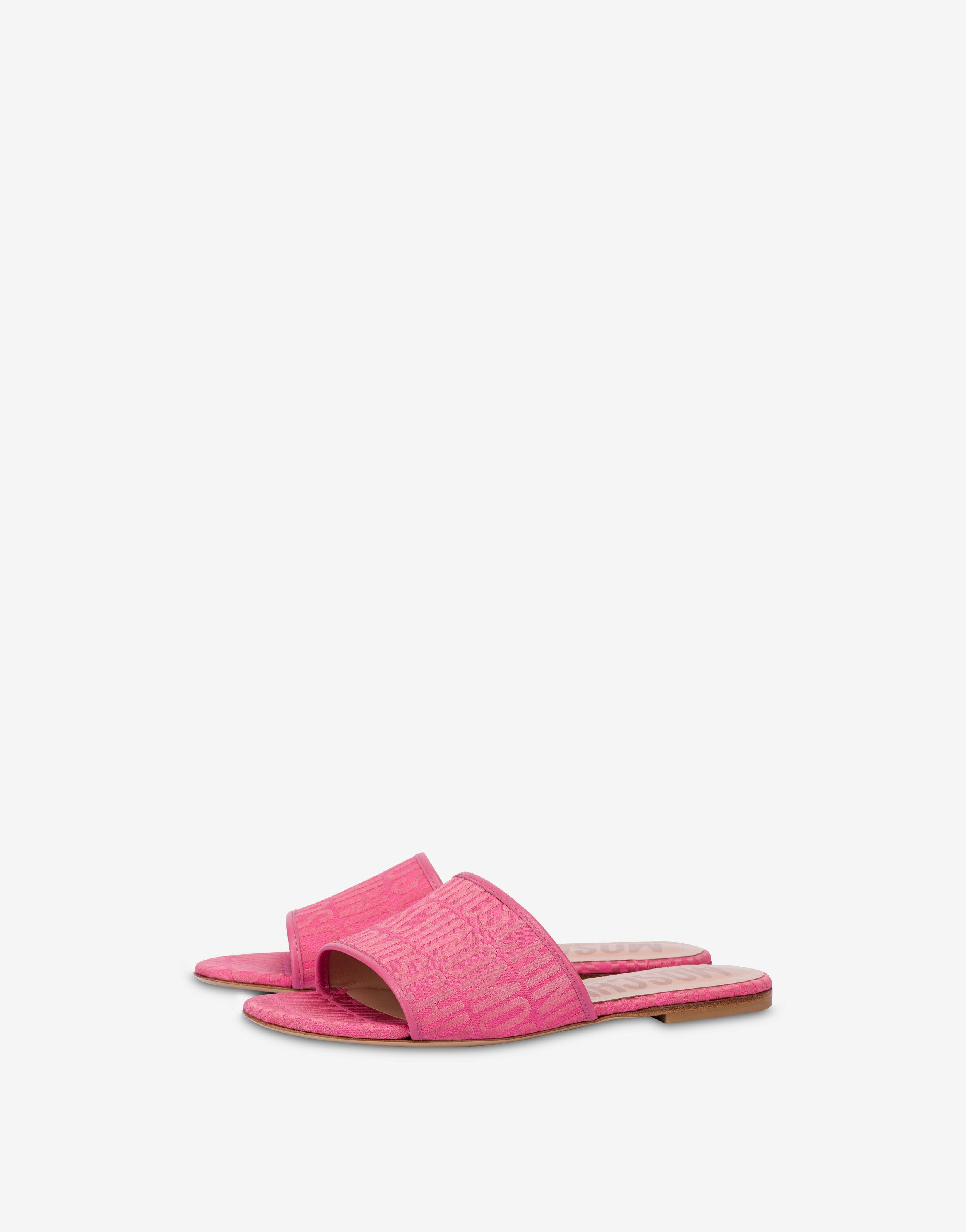 All-over Logo Nylon Flat Sandals