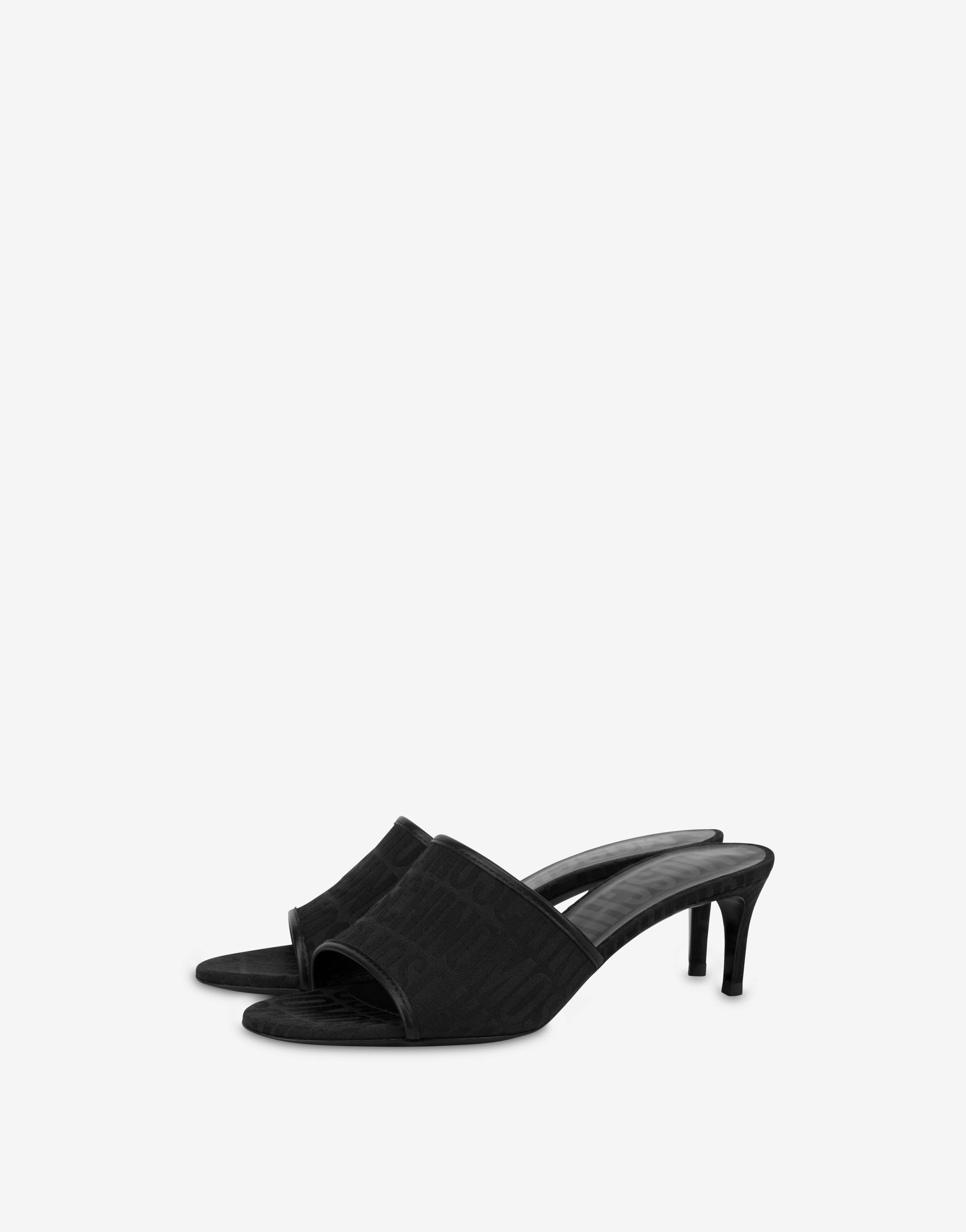 All-over Logo Nylon Heeled Sandals