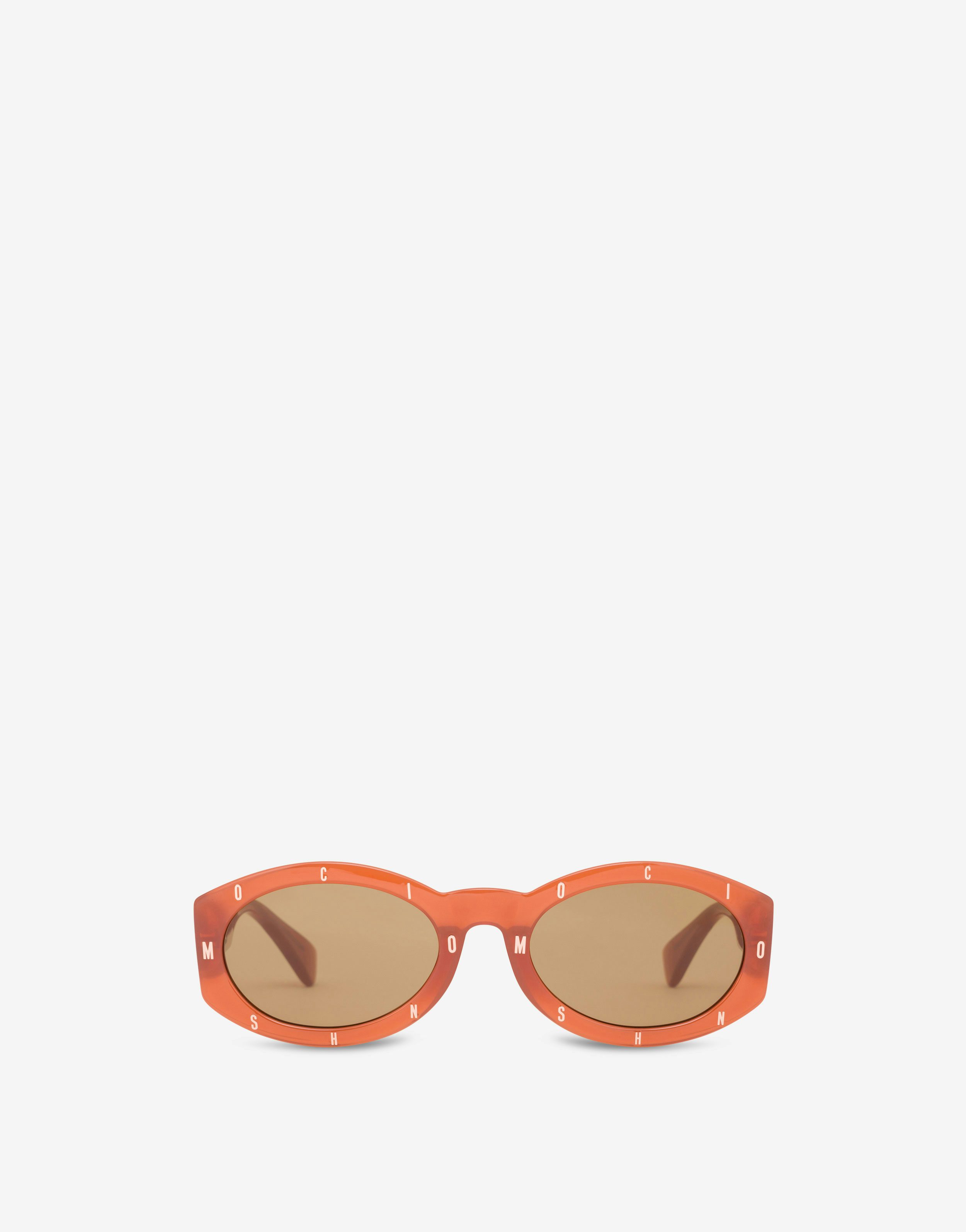 Metal Logo Letters Oval Sunglasses