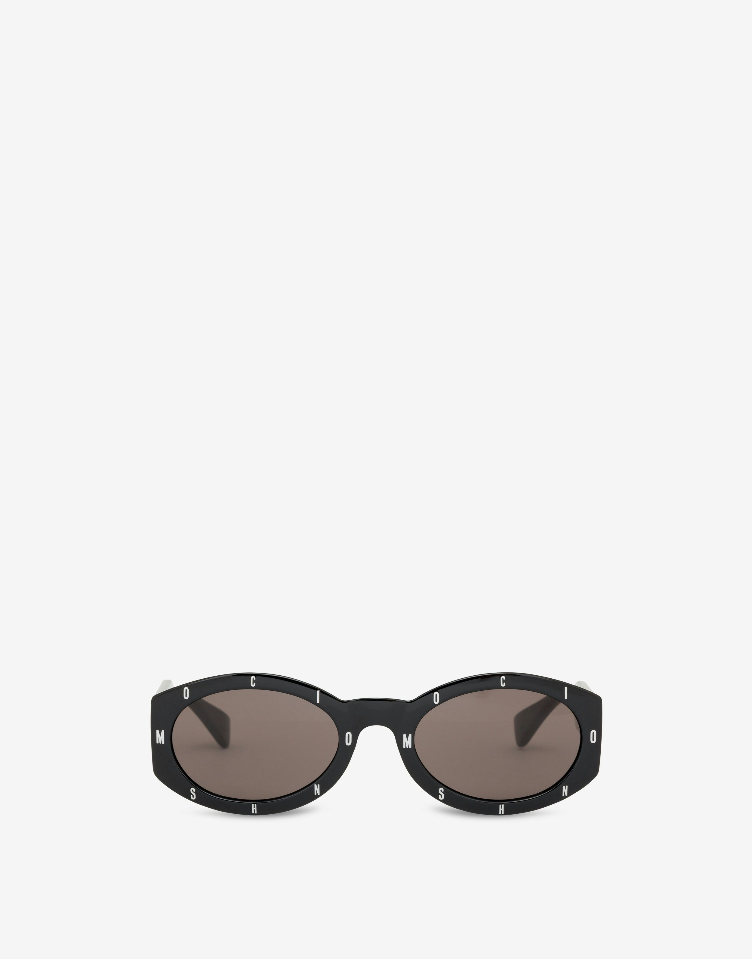 Metal Logo Letters Black Sunglasses